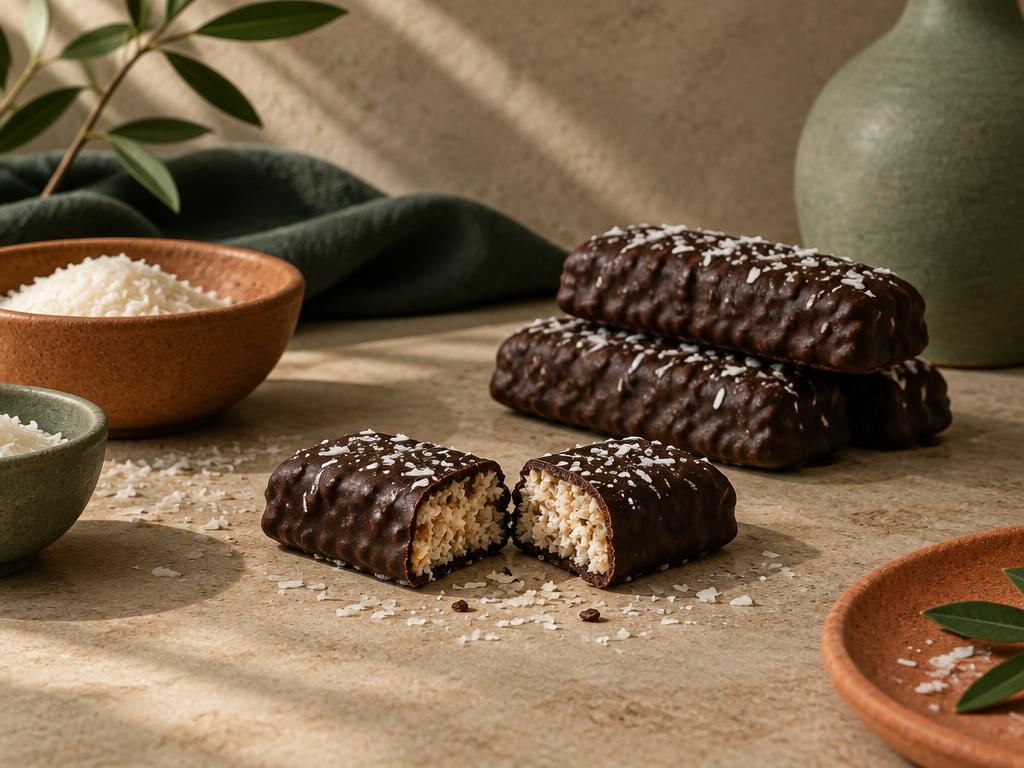 Illustrazione originale per BARRETTA SOSTITUTO DI PASTO AL COCCO E CIOCCOLATO